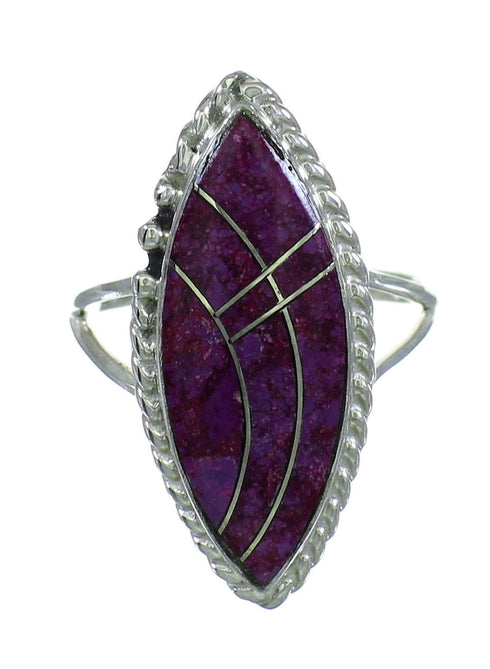 Genuine Sterling Silver And Magenta Turquoise Inlay Southwestern Ring Size 7-3/4 YX66851